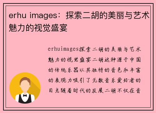 erhu images：探索二胡的美丽与艺术魅力的视觉盛宴